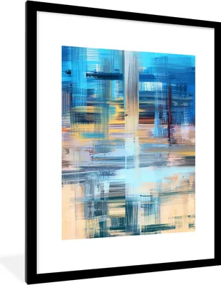 Produktbild von MuchoWow® Gerahmtes Poster Ölfarbe - Abstrakt - Malerei 60x80 cm - Poster mit Schwarzem Bilderrahmen Wandposter Rahmen Foto Bilder - Wohnzimmer - Dekorationen - Prämie