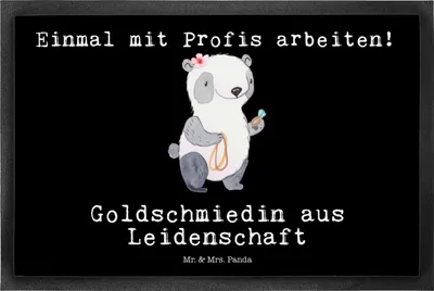 Produktbild von Mr. & Mrs. Panda Schmutzfangmatte Goldschmiedin Leidenschaft 50 x 75 cm - Schwarz - Geschenk, Lustig, Eröffnung, fußmatte, Witzig, Fussmatte, Spruch, Türmatte, Vorleger