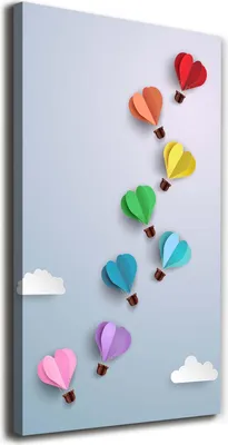 Produktbild von Tulup Leinwandbild® - 70x140cm - Wandkunst - Drucke auf Leinwand - Leinwanddruck - Wohnzimmer Wanddekoration XXL - Wohnung Deko Kunstdrucke - Kinderzimmer - Mehrfarbig - Herz Ballons