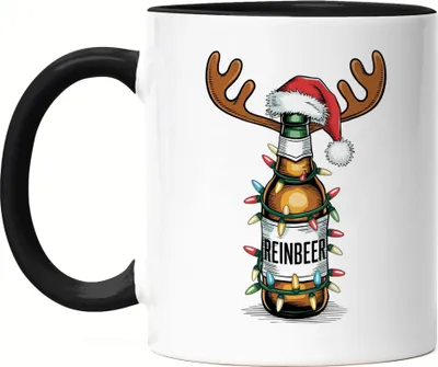 Produktbild von Reinbeer Tasse schwarz Weihnachten Biertrinker Rentier Lustig Geschenkidee Party