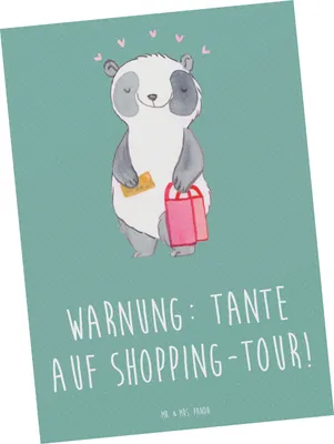 Produktbild von Mr. & Mrs. Panda Grußkarte Tante Shopping - Meeresbrise - Geschenk, Geschenke, Familie, Postkarten, Ansichtskarte, Ansichtskarten, Jubiläen, Postkarte, bildkarte, Nichte