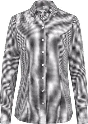 Produktbild von Greiff BASIC Damen Bluse Langarm Kent Regular vichy karo Schwarz 40
