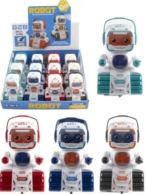 Produktbild von Kidsfun Roboter Spielzeug Friktion 10 cm - Set mit 12 bunten Robotern