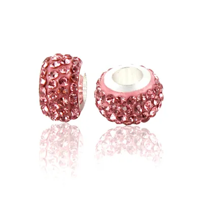 Immagine prodotto di Perline distanziatrici a foro largo perline di strass rondelle scintillanti 12 mm, 10 pezzi, rosa