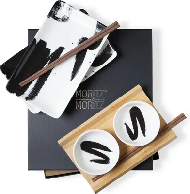 Produktbild von Moritz & Moritz Sushi Set 10tlg Pinselstriche Schwarz