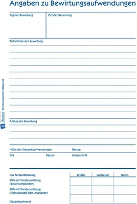 Produktbild von Formularbuch Bewirtungskosten-Beleg A5 50 Blatt Packung mit 10 Stück