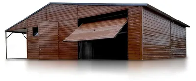 Produktbild von Fertiggarage mit Carport Holzoptik 11x7m