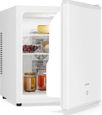 Image de Klarstein Mini Réfrigérateur - 44L, avec porte en verre, pour boissons & snacks, Petit & Silencieux, Clayettes réglables, Serrure, Butée de porte interchangeable, Pieds réglables en hauteur