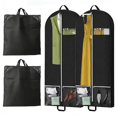 Immagine prodotto di Set da 2 sacchi da viaggio per abiti, dimensioni 137 x 60 x 10 cm, traspiranti, colore nero