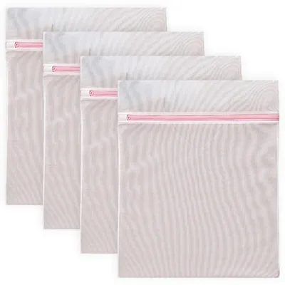 4 Wäschenetze 40x50 cm, Feinwäschebeutel aus Polyester mit Reißverschluss