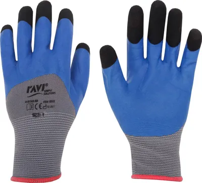 Obrázek produktu pro Dragon Blue Latexové zahradní rukavice, velikost 9 - L, 1 pár, šedo-modro-černé