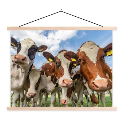 Produktbild von MuchoWow® Textilposter Kühe - Tiere - Wiese - Natur 40x30 cm mit holzfarbenen Rahmen - Bilder