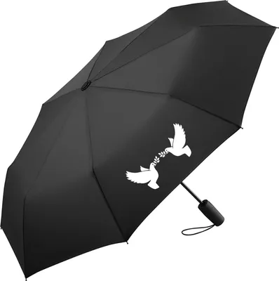Produktbild von Huuraa Regenschirm Friedenstauben 98cm Schwarz Sturmfest Taschenschirm Geschenkidee