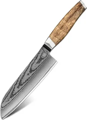 Image de Couteau de cuisine damassé ZE-37558 - Santoku Marron KP37558