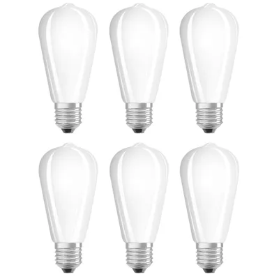 Image de 6 ampoules LED à filament Osram ST64 Edison 4,5 W = 40 W E27 mat 470 lm blanc chaud 2700 K