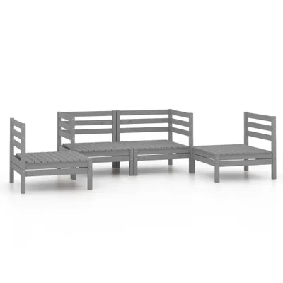Produktbild von vidaXL 4-tlg. Garten-Lounge-Set Grau Kiefer Massivholz