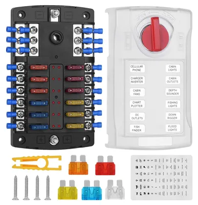 12-fach Sicherungskasten 12 V ATC/ATO LED Kontrollleuchte
