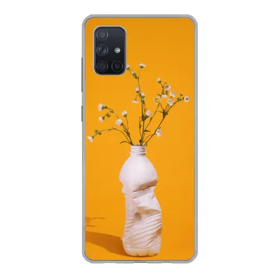 Produktbild von MuchoWow® Handyhülle Schutzhülle Hülle für Samsung Galaxy A71 Flasche - Blumenstrauß - Gelb Silikon Softcase Handy Hülle - Kartenbesitzer