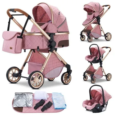 Produktbild von GLOKID – Kinderwagen, Kombi-System, hohe Qualität, 3-in-1 – GLOKID – Autositze, Tragewanne, großer Einkaufskorb – Rosa