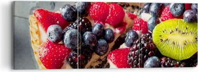 Produktbild von Bild auf Leinwand - Leinwandbild - Kuchen Dessert Obst Erdbeere - 90x30cm - Wand Bild - Wanddeko - Leinwanddruck - Bilder - Kunstdruck - Wanddekoration - Leinwand bilder - Wandkunst - CA90x30-2871