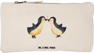Produktbild von Mr. & Mrs. Panda kosmetiktäschchen Pinguin Liebe Größe S Klein - Weiß - Geschenk, pencil case, Schlampermäppchen, Liebesspruch, Liebespaar, utensilientasche, Kulturbeutel