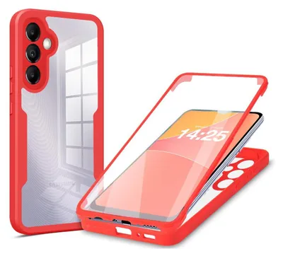 Produktbild von 360 Grad Rundum Schutz Handyhülle für Samsung Galaxy A35 5G Full Cover Vollschutz Case Farbe: Rot