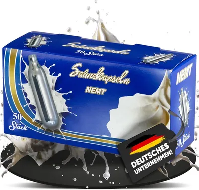 Produktbild von 50 Stück NEMT 8g N2O Sahnekapseln für Sahnespender und Sahnebereiter