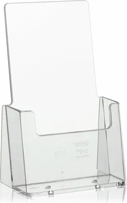 Produktbild von Prospekthalter DIN Lang aus transparentem Polystyrol, 11x6,5x18 cm, Fülltiefe 3,2 cm