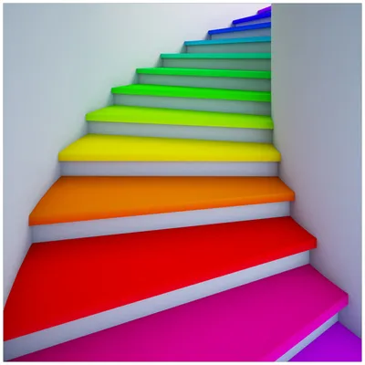 Produktbild von Wallario Möbeldesign / Aufkleber, geeignet für Ikea Lack Tisch - Bunte Treppe in 55 x 55 cm