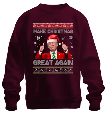 Immagine prodotto di Make Christmas Great Again Babbo Natale Daumen hoch lustig Unisex Felpa Pullover, Borgogna, XL