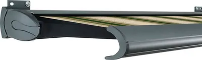 Produktbild von SOLUNA Kassettenmarkise Exclusiv 3x1,5 Dessin 320b70 Gestell RAL 7016 anthrazitgrau Antrieb links inkl. Motor und Wandsc