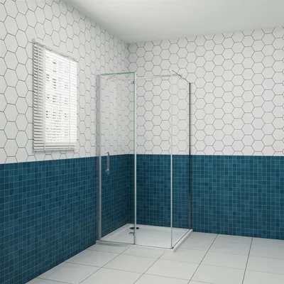 Produktbild von 76x90cm195cm6mm Eckdusche Eckeinstieg Duschkabine Falttür + Seitenteil Duschtür