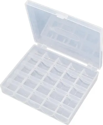 Produktbild von Spulenbox mit 25 Fächern, transparent, leer, Organizer, Aufbewahrungsbox für Nähzubehör, Kunststoffbox