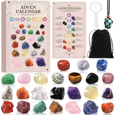 Adventskalender mit 24 Edelsteinen, Kristallen, Countdown