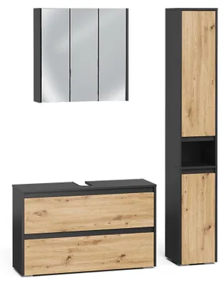 Image de Meubles bain Vicco Majest Anthracite/Chêne Artisan 3 pièces, Model 71727