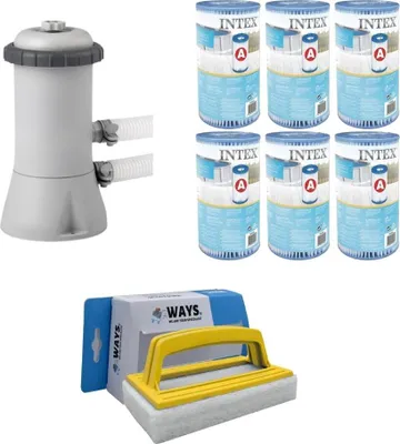 Produktbild von WAYS - Poolpflege - Filterpumpe 2271 L/u & 6 Filter Typ A & WAYS Scheuerbürste