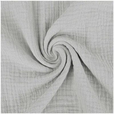 Musselin Stoff extra breit 280 cm in Hellgrau – Double Gauze Baumwollstoff Meterware für Bettwäsche und Gardinen.