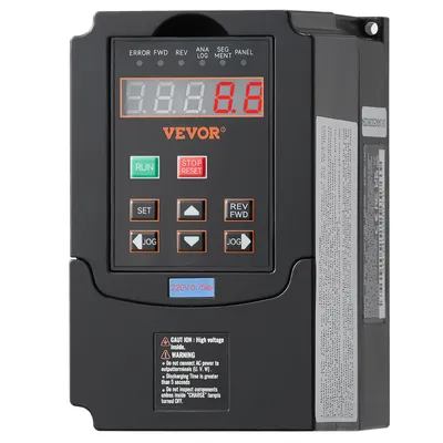 Zdjęcie produktu dla Przetwornica częstotliwości VEVOR VFD 1 hp, 0,75 kW, 3,5 A, wejście 1- lub 3-fazowe 220 V do 3-fazowego wyjścia 220 V, wejście 40-60 Hz, wyjście 0-400 Hz, VFD