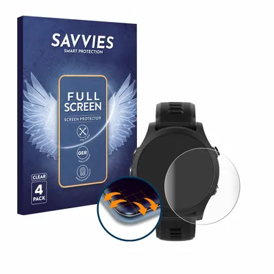Produktbild von 4x Savvies Fullscreen Schutzfolie für Garmin Forerunner 935 Displayschutz Folie Fullcover Klar Transparent
