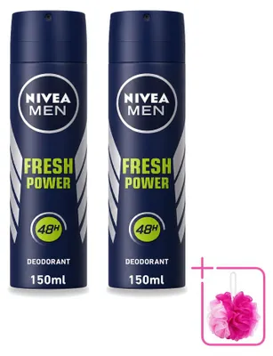 Zdjęcie produktu dla 2 sztuki dezodorantu w sprayu NIVEA MEN Fresh Power - 150 ml - zestaw ekonomiczny