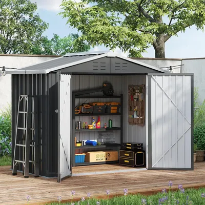 Produktbild von Gerätehaus mit Pultdach 196 x 119 x 185 cm Metall Schwarz
