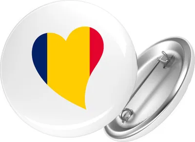 Produktbild von Huuraa Button Tschad Flagge Herz 25mm rund mit Sicherheitsnadel Ansteckbutton Geschenkidee