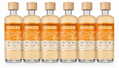 Produktbild von Koskenkorva Ginger Likör 6x 0,5L – Finnischer Likör mit würzigem Ingwer & Zitronenschalen, 21% Vol.- [Enthält Sulfite]