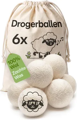 Produktbild von PolkaHome® 6 Trocknerbälle aus Bio-Schafwolle – Weiß, Wäschetrocknerbälle