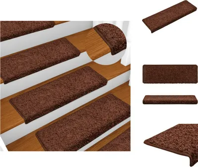 Image de vidaXL Tapis de marches d'escalier 15 pièces 65x21x4 cm Marron - Tapis de marche
