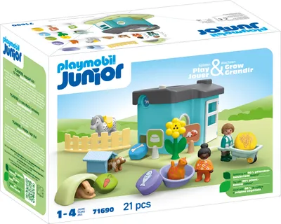 Produktbild von PLAYMOBIL Junior 71690 JUNIOR: Tierpension mit Futterspender