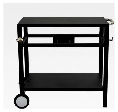 Produktbild von Outdoor-Grillwagen – Tragbarer Grilltisch mit Rollen, Haken, Doppelablagen und abnehmbarer Stahl-Arbeitsfläche
