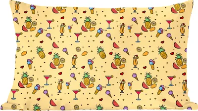 Produktbild von MuchoWow® Zierkissen Sofakissen Wohnzimmer Dekokissen 50x30 cm Sommer - Obst - Cocktails - Muster - Wohnzimmerdekoration - Polster mit Photo