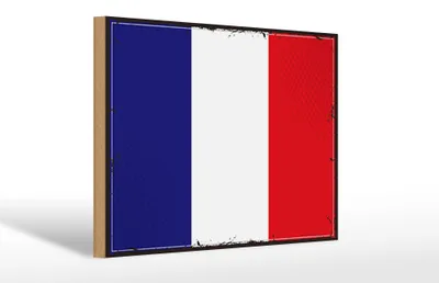 Produktbild von Holzschild Flagge Frankreichs 30x20cm Retro Flag of France