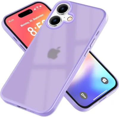Produktbild von NALIA Matte Handyhülle für iPhone 16 – Stoßfester TPU-Rand & Semi-Transparent – FUZION (Anti-Fingerprint Case) – Marke aus Berlin – Lila